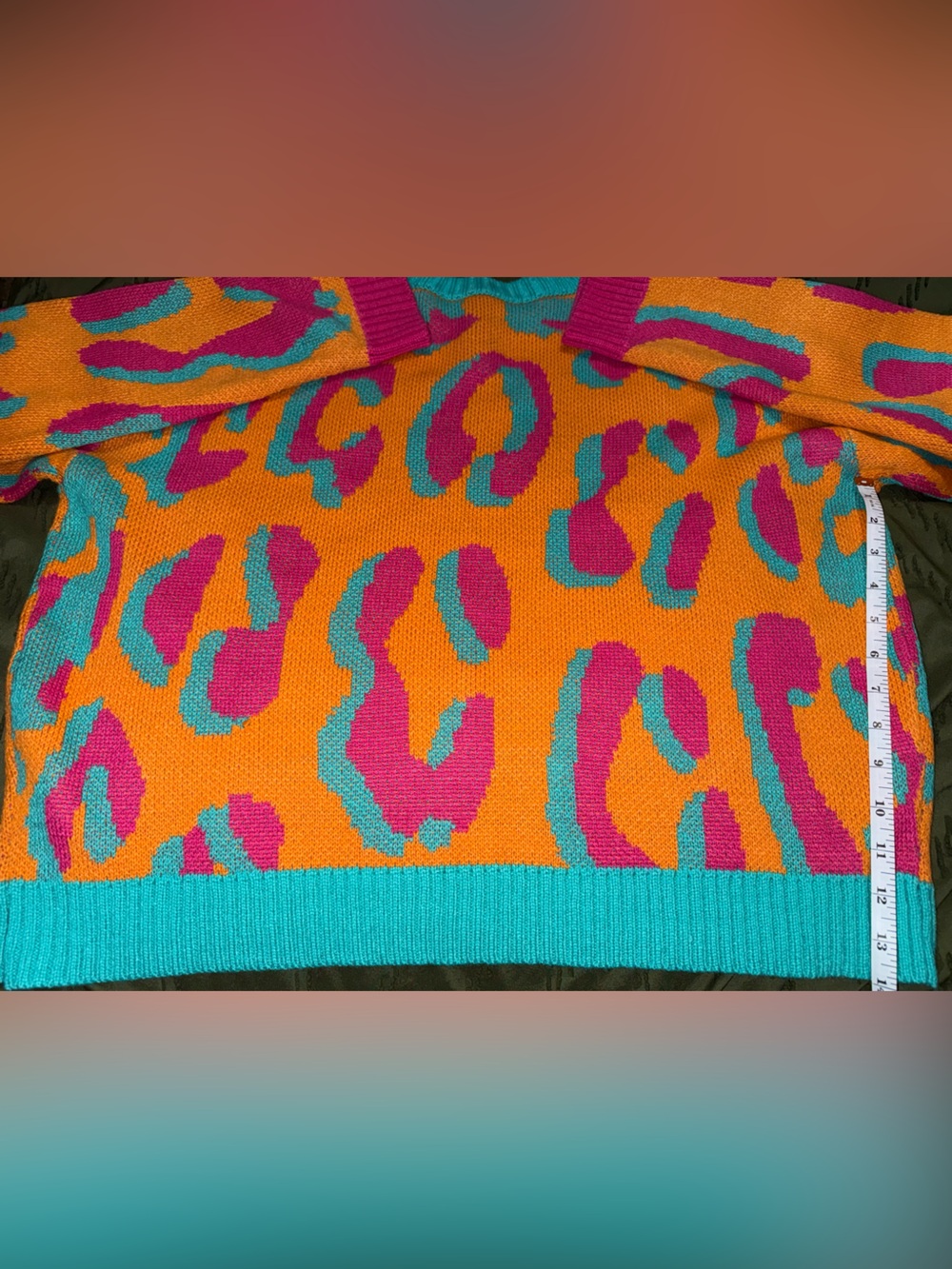 Orange Leopard Print Sweater - Picture 5 of 5